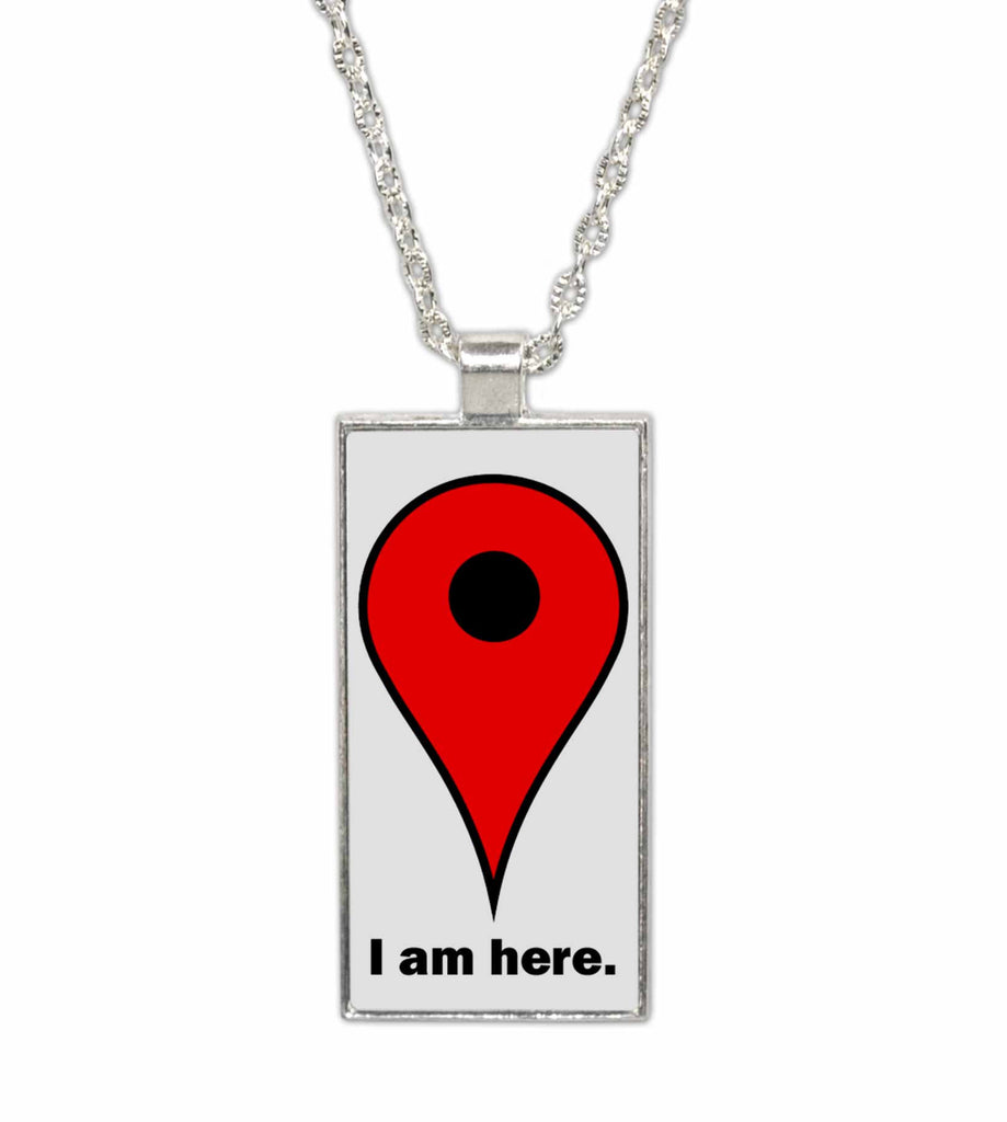 Google Maps Pin Pendant Necklace - I Am Here