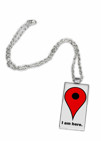Google Maps Pin Pendant Necklace - I Am Here