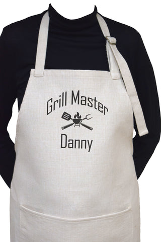 Grill Master Adjustable Neck Apron With Large Front Pocket - Can Be Personalized
