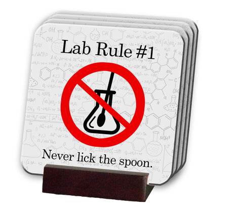 Lab Rules Coasters with Display Holder