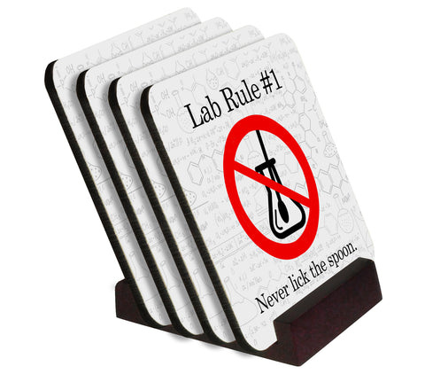 Lab Rules Coasters with Display Holder