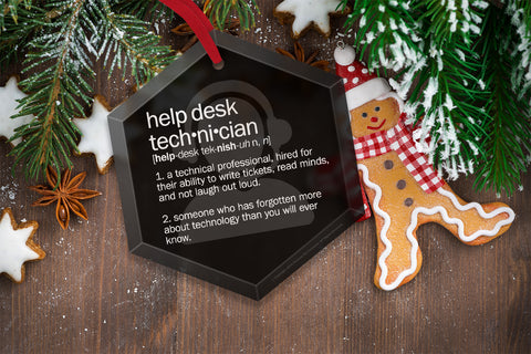 Help Desk Definition Funny Glass Christmas Ornament