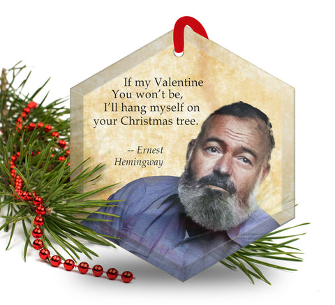 Ernest Hemingway Quote - Famous Literary Authors Glass Christmas Ornament