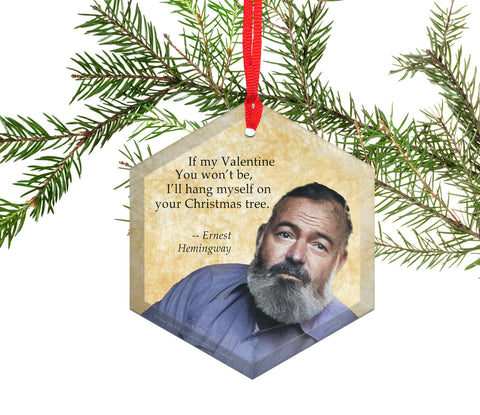 Ernest Hemingway Quote - Famous Literary Authors Glass Christmas Ornament