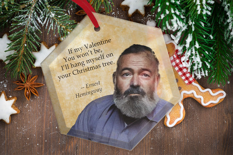 Ernest Hemingway Quote - Famous Literary Authors Glass Christmas Ornament