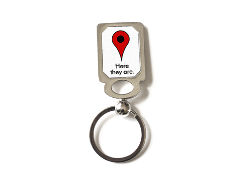 Here They Are Google GPS Drop Pin Metal Key Chain