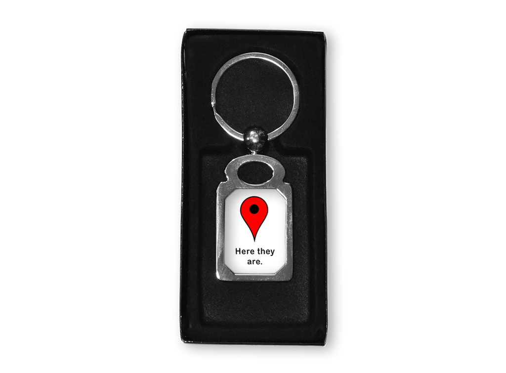 Here They Are Google GPS Drop Pin Metal Key Chain – Neurons Not Included™