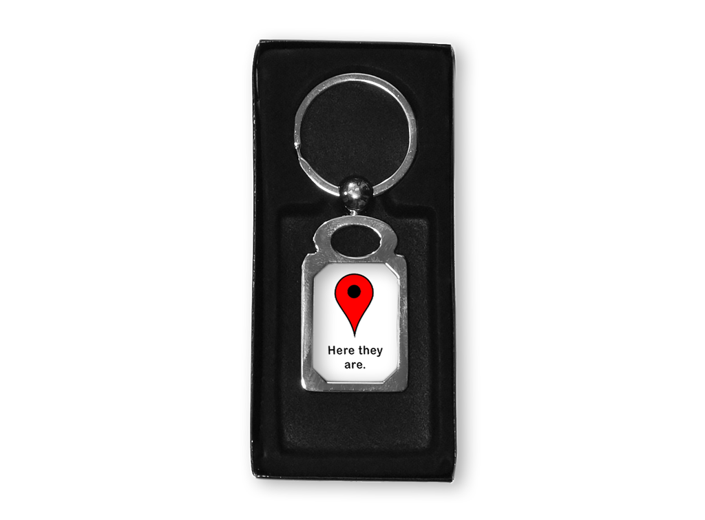 Here They Are Google GPS Drop Pin Metal Key Chain – Neurons