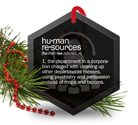Human Resources Definition Funny Glass Christmas Ornament