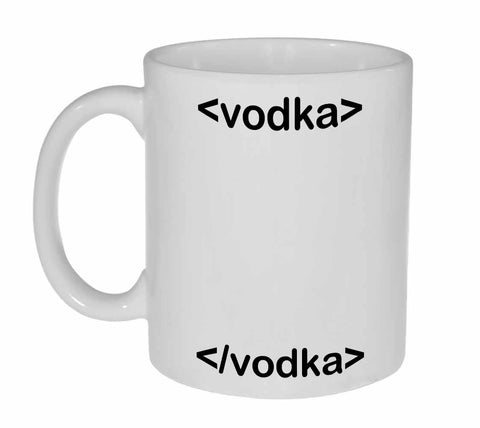 HTML Vodka Coffee Mug for Programmers, Web Designers and Internet Surfers