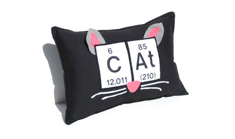 Cat Periodic Table Embroidered Pillow -10" x 15"