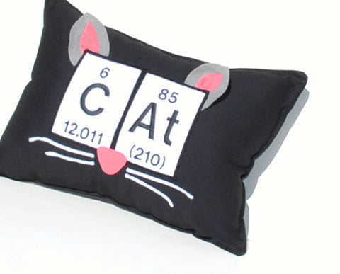 Cat Periodic Table Embroidered Pillow -10" x 15"