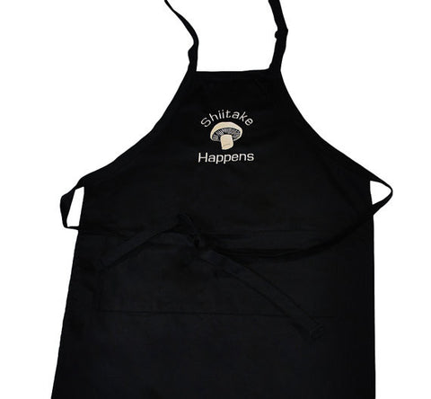 Shiitake Happens Funny Embroidered Adjustable Apron - Cooking or Grilling