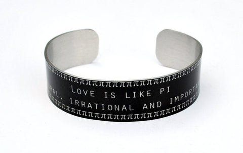 Love is Like Pi Narrow Aluminum Geekery Cuff Jewelry