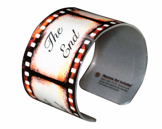 Film Wide Aluminum Cuff Bracelet - The End Movie Film