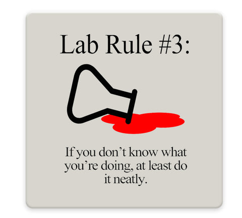 Lab Rules 1-4 Coaster Set - Ceramic Tile 4 Piece Set - Caddy Included