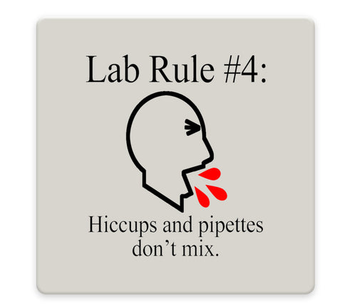 Lab Rules 1-4 Coaster Set - Ceramic Tile 4 Piece Set - Caddy Included