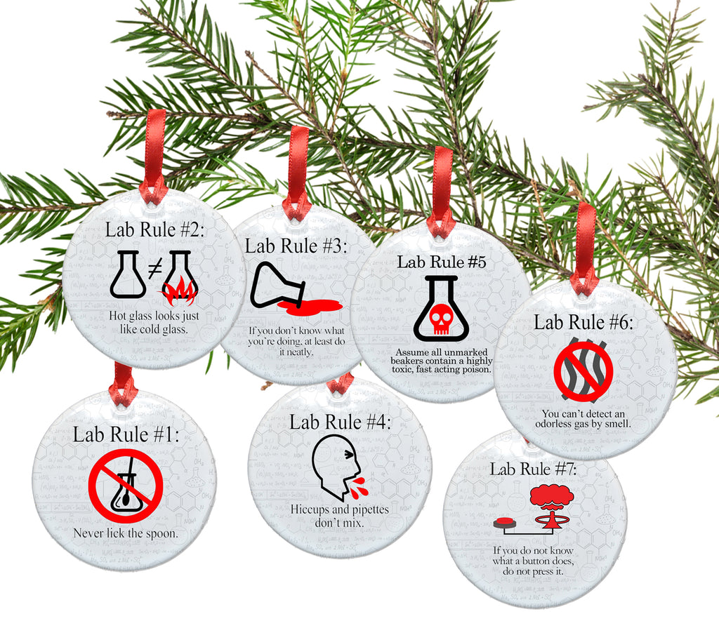 Complete Set of Lab Rule Ceramic Christmas Tree Ornaments