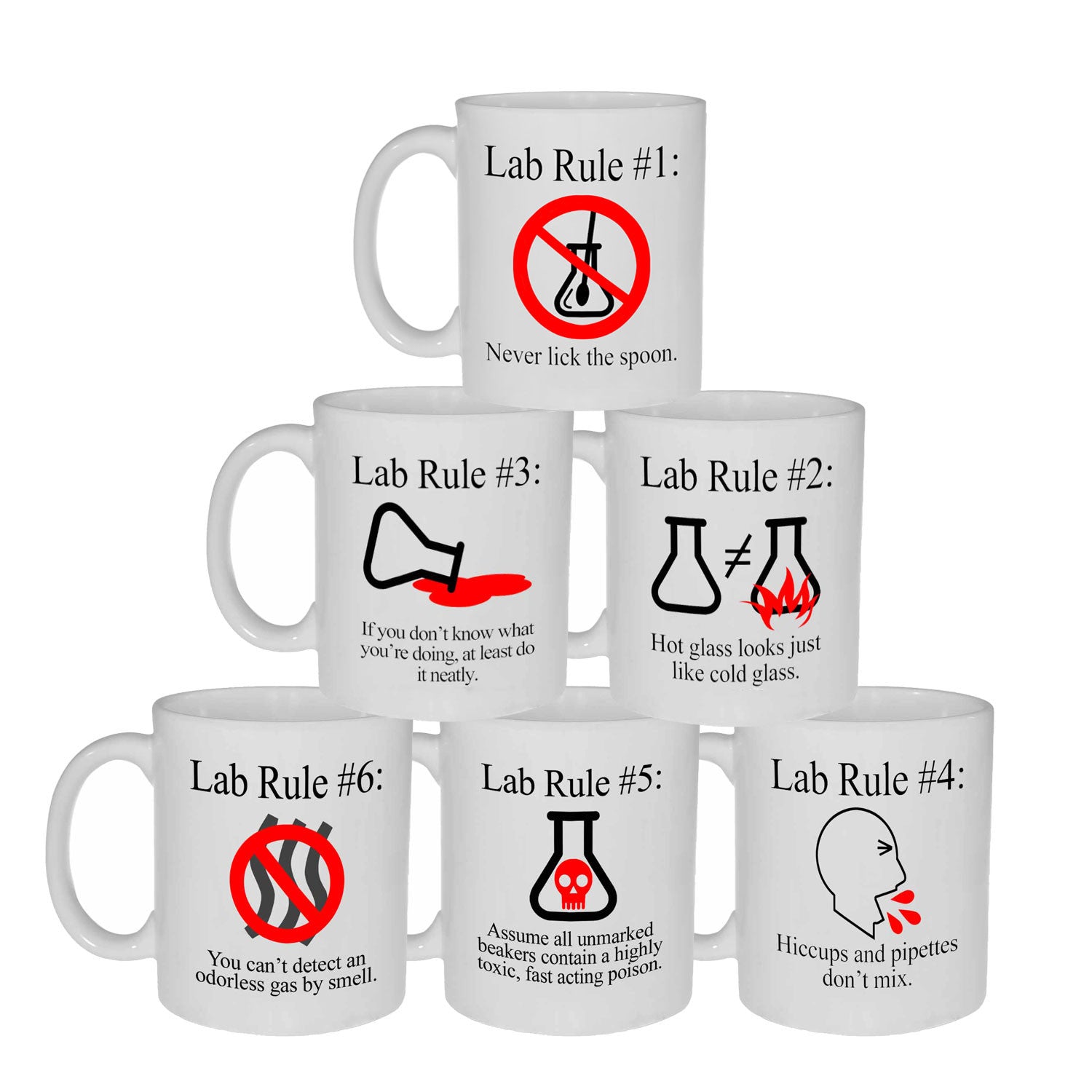Lab Rules 1 Through 6 - Complete Set of Lab Rules Coffee or Tea Mugs ...