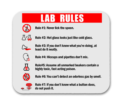 Lab Rules Funny Science Mouse Pad For Computer Geeks and Nerds