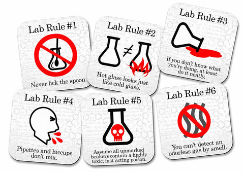 Lab Rules Science Coaster Set- 6 piece set