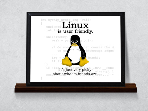 Linux Is User Friendly Typography Wall Plaque