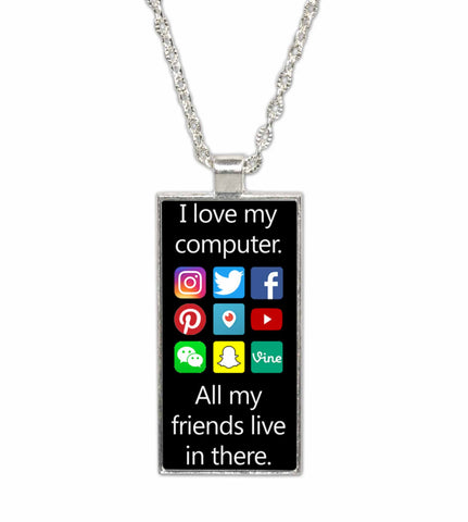 I Love my Computer-  Pendant Necklace
