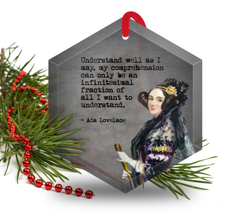 Famous Scientists Ada Lovelace Glass Christmas Ornament