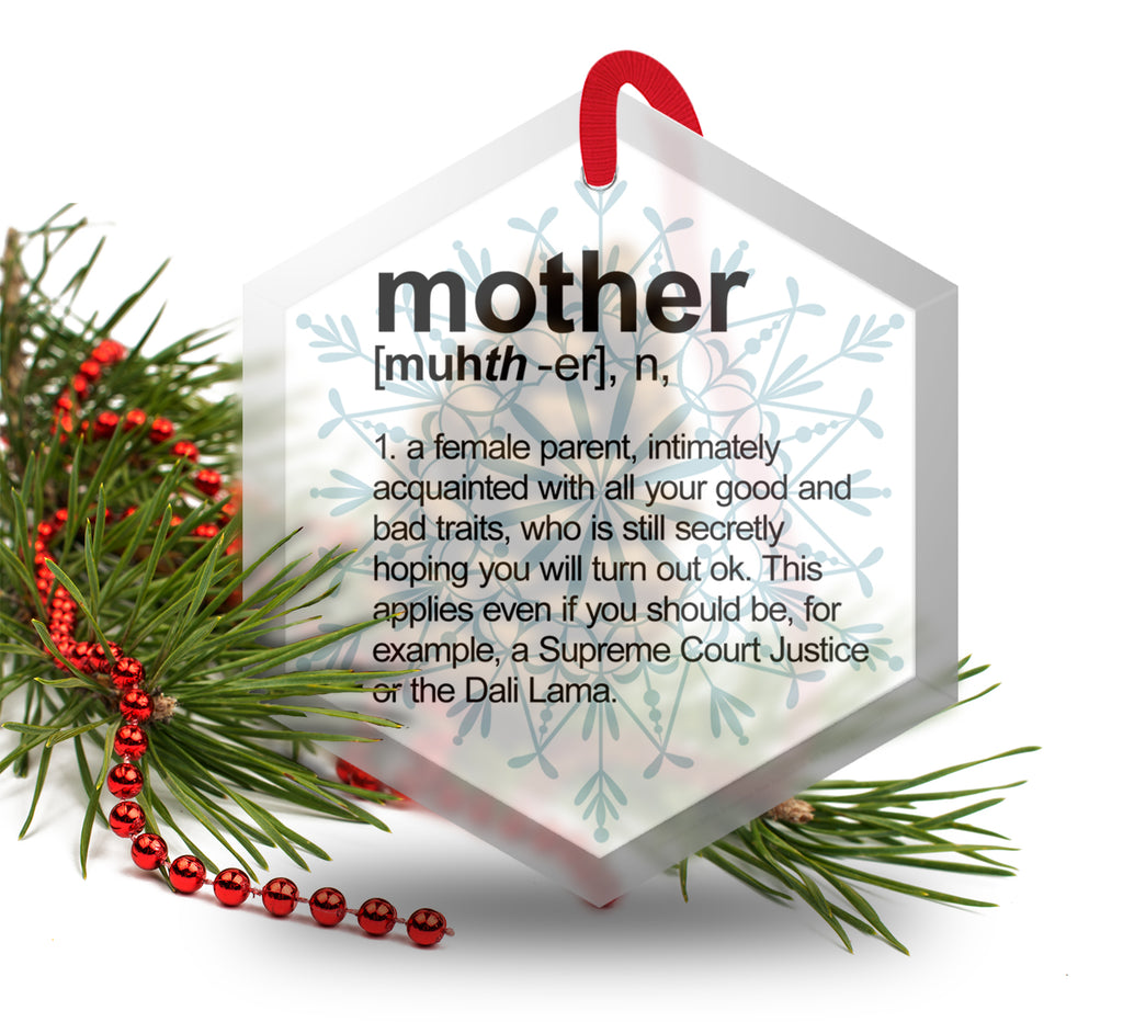 Mother Definition Funny Glass Christmas Ornament