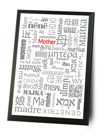 Mom In Many Languages Typography Wall Plaque