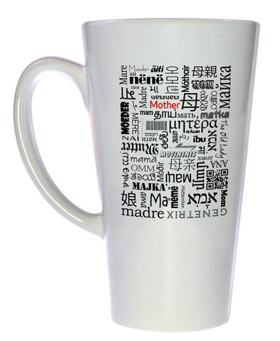 Mother Coffee or Tea Mug - Mother Written in Different Languages - Mother's Day Gift, Latte Size