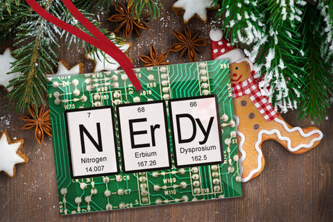 Nerdy Periodic Table of Elements Glass Christmas Ornament