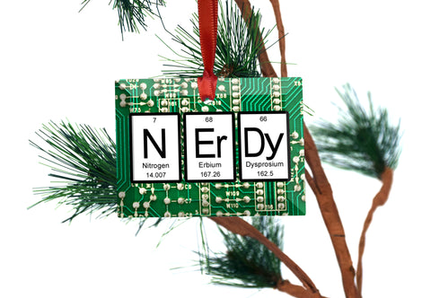 Nerdy Periodic Table of Elements Glass Christmas Ornament