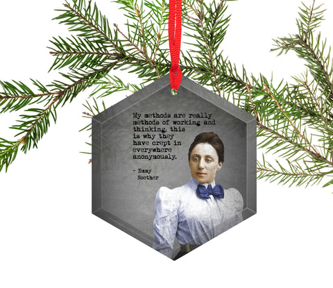 Famous Scientists Emmy Noether Glass Christmas Ornament