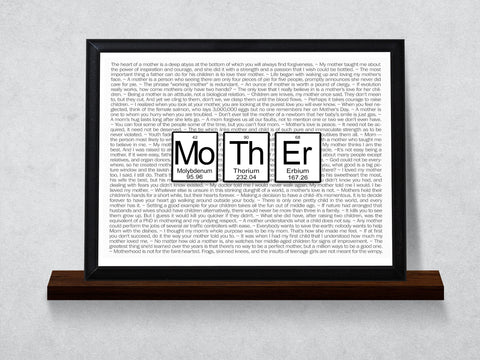 Mother Periodic Table of Elements Typography Wall Plaque