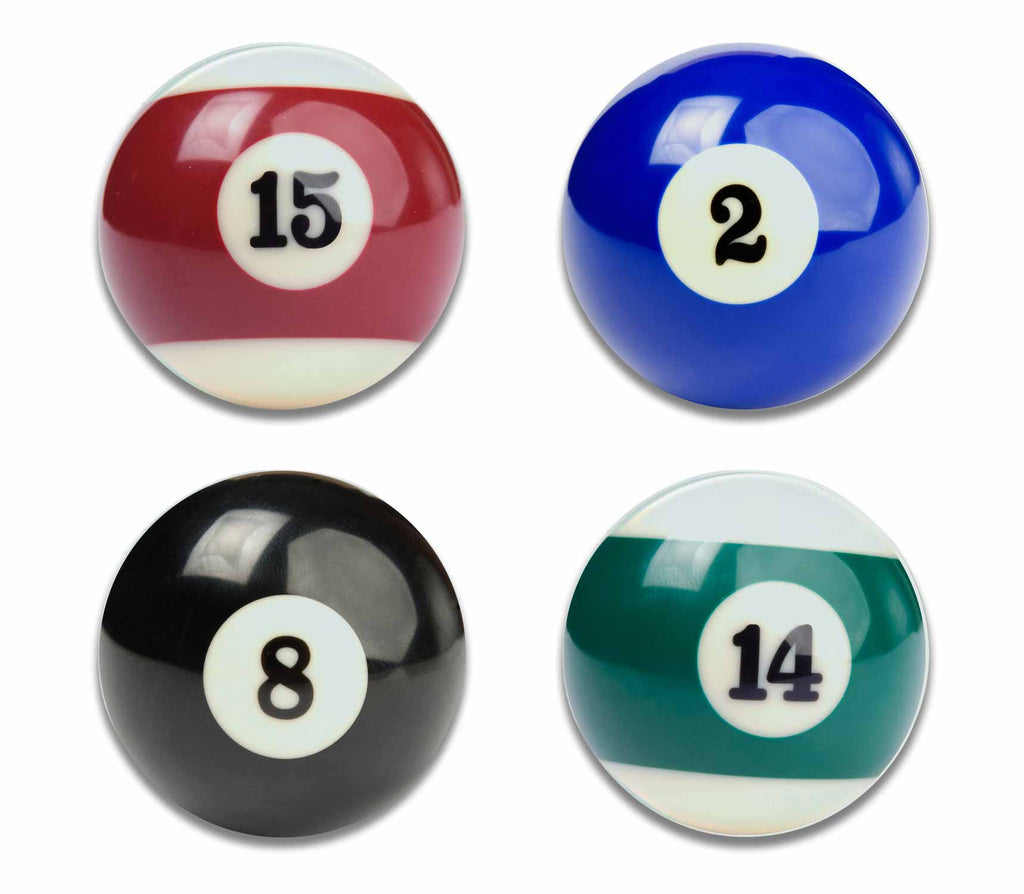 Billiard Pool Balls Images - 4-Piece Round Matte Finish Ceramic Coaster Set - Caddy Included