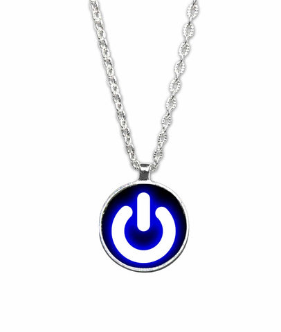 Power Button Round 1 inch Pendant Necklace