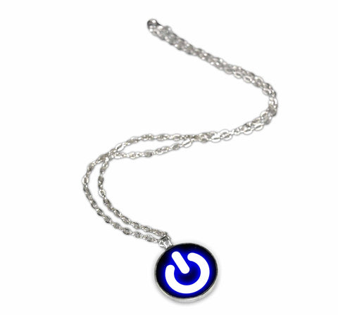 Power Button Round 1 inch Pendant Necklace