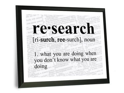 Research Definition Funny Typography Wall Plaque 9" x 12"