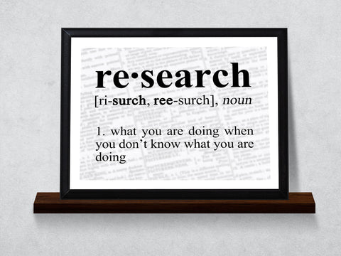 Research Definition Funny Typography Wall Plaque 9" x 12"
