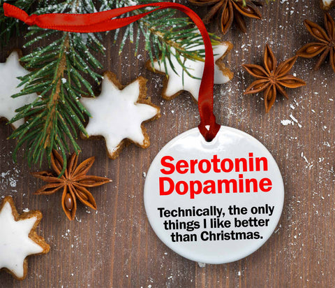 Serotonin / Dopamine Ceramic Christmas Ornament