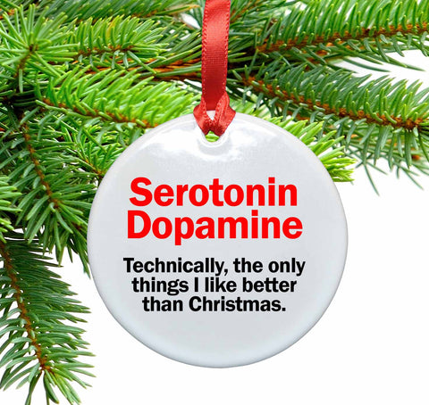 Serotonin / Dopamine Ceramic Christmas Ornament