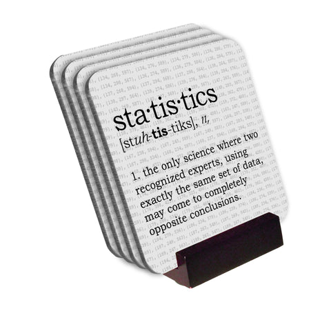 Statistics Definition Coasters with Display Holder
