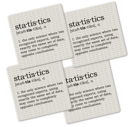 Statistics Definition Coaster Set - Ceramic Tile 4 Piece Set - Caddy Included