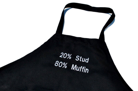 Black Stud Muffin Embroidered Adjustable Apron