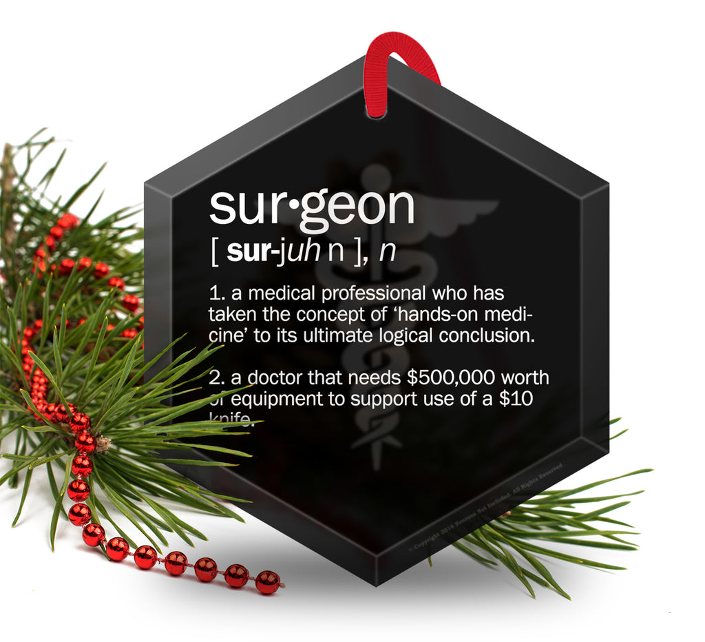 Surgeon Definition Funny Glass Christmas Ornament