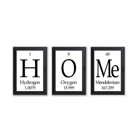 Home Periodic Table Framed 3 Piece Wall Plaque Set