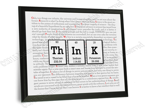 Think Periodic Table of Elements Typography Wall Plaque