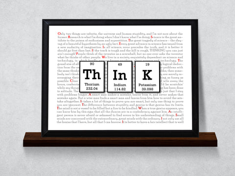 Think Periodic Table of Elements Typography Wall Plaque