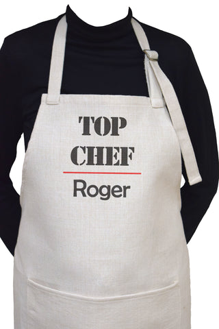 Top Chef Adjustable Neck Apron With Large Front Pocket - Can Be Personalized
